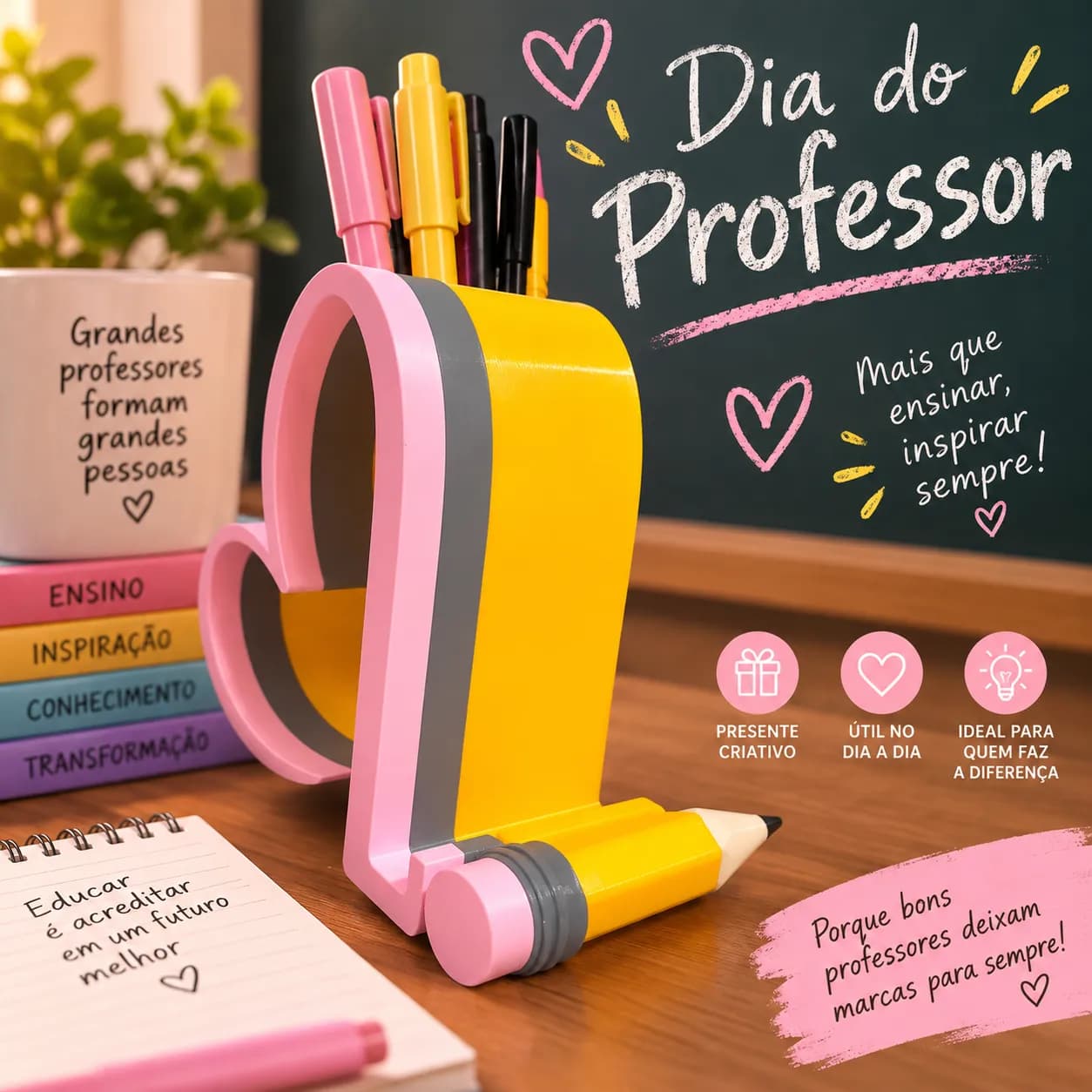 Suporte para celular e tablet em formato de Lápis