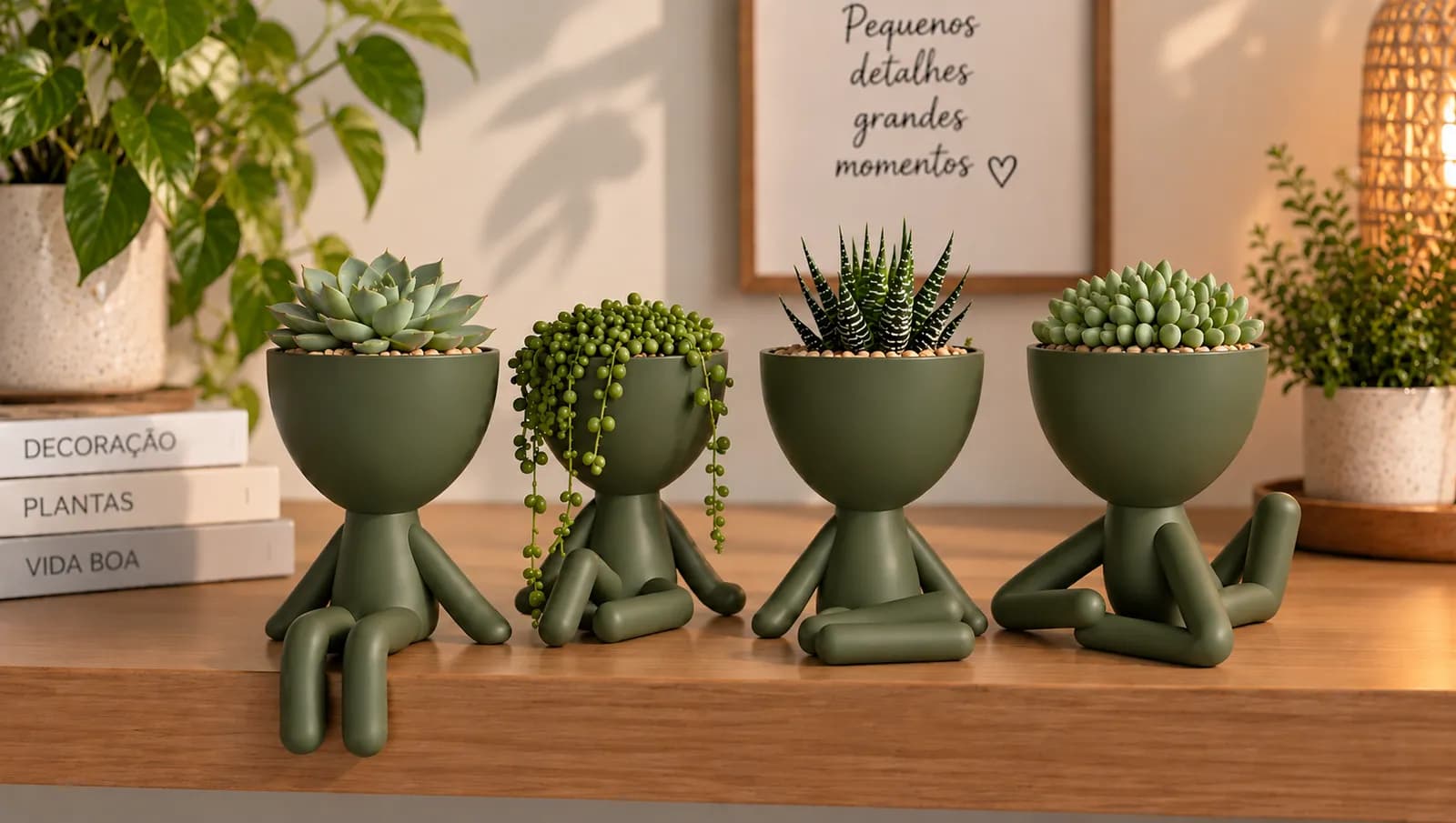 Kit com 4 mini vasinhos estilo Robert Plant (ou Bob) - 6cm