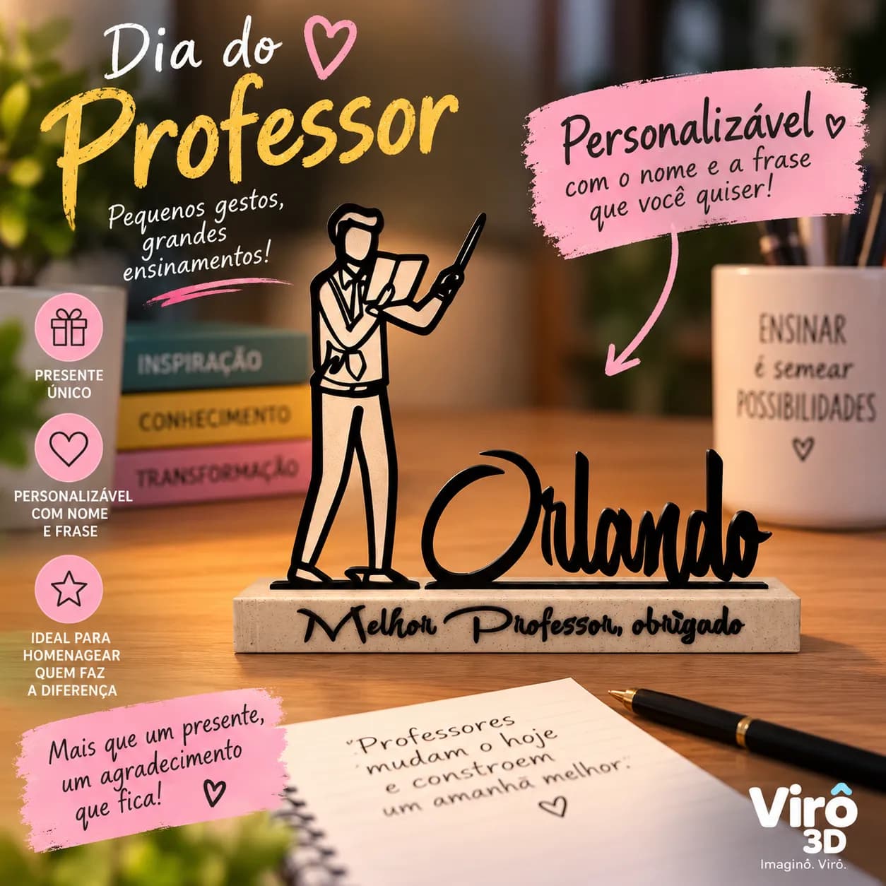 Prêmio Melhor Professor(a) - Personalizável